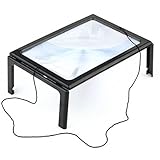 TOAO Hands-free Full Page Magnifier for Reading With LED Lights - 3X Magnification-Has Flip Out Legs That Can Stand Over Document-Comes With Neck Cord-Lightweigh,Compact, Portable For Reading