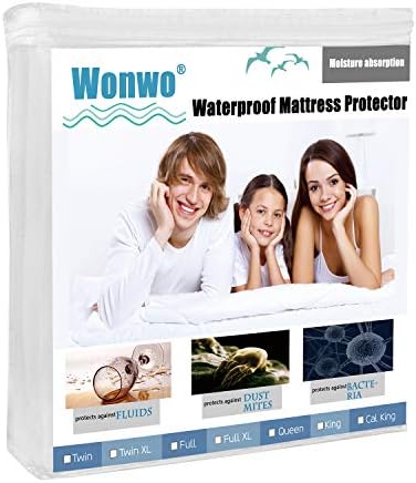 Wonwo Mattress Protector Twin Extra Long(XL) Waterproof - Hypoallergenic Cotton Terry Fitted Mattress Cover - Vinyl Free