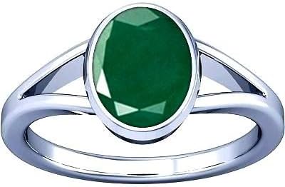 Divya Shakti 8.25-8.50 Carats Emerald (Panna Stone Silver Ring) 100% Original Certified Natural Gemstone A+ Quality