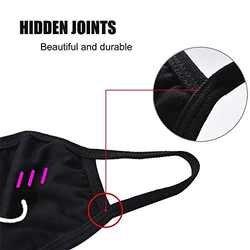 ZWZCYZ 4 Pack Black Cartoon Mouth Mask Cotton Anti-Dust Mask Fashion Kawaii Cute Mouth Mask Reusable Mouth Cover Mask (Grop1(4pcs)) - Thumbnail 3