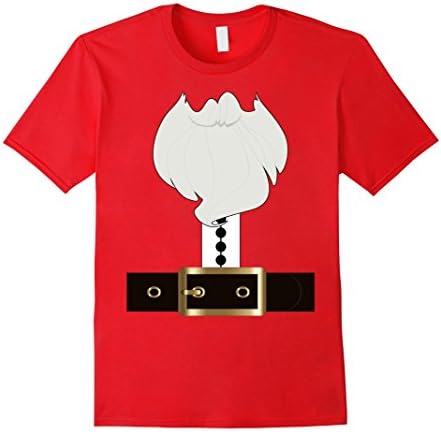 Mens Funny Santa Claus Suit &amp; Beard T-Shirt for Christmas Parties Large Red