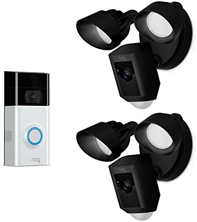 Ring Wireless Video Doorbell 2 with Floodlight Cam Black (2-Pack)