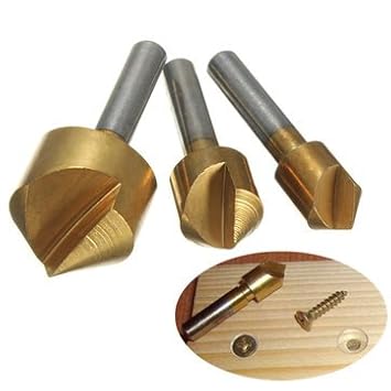 Generic 3Pcs Countersink Deburring Bits Single Chamfering Drill 3/8 1/2 3/4 Inch