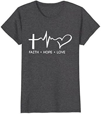 Womens Faith Hope &amp; Love Christian T-Shirt Small Dark Heather