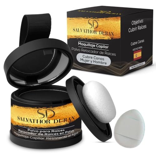 Salvathor Duran Root Retouch Powder – Covers Gray and Roots Retouch Women and Men – Waterproof Hair Concealer and Hair Make-up to Cover Roots, – 4 g (Black)