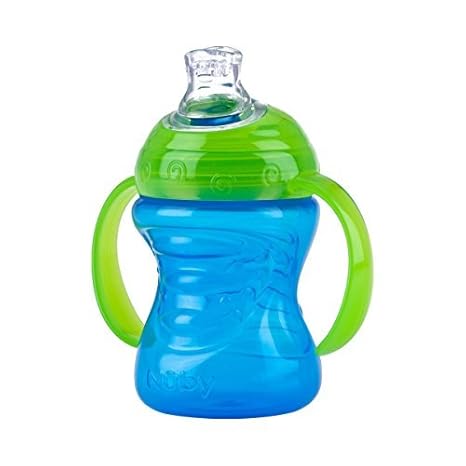 Nuby ID10052BLUE Trinklerntasse mit Silikonmundstück, 240ml, Farblich Sortiert
