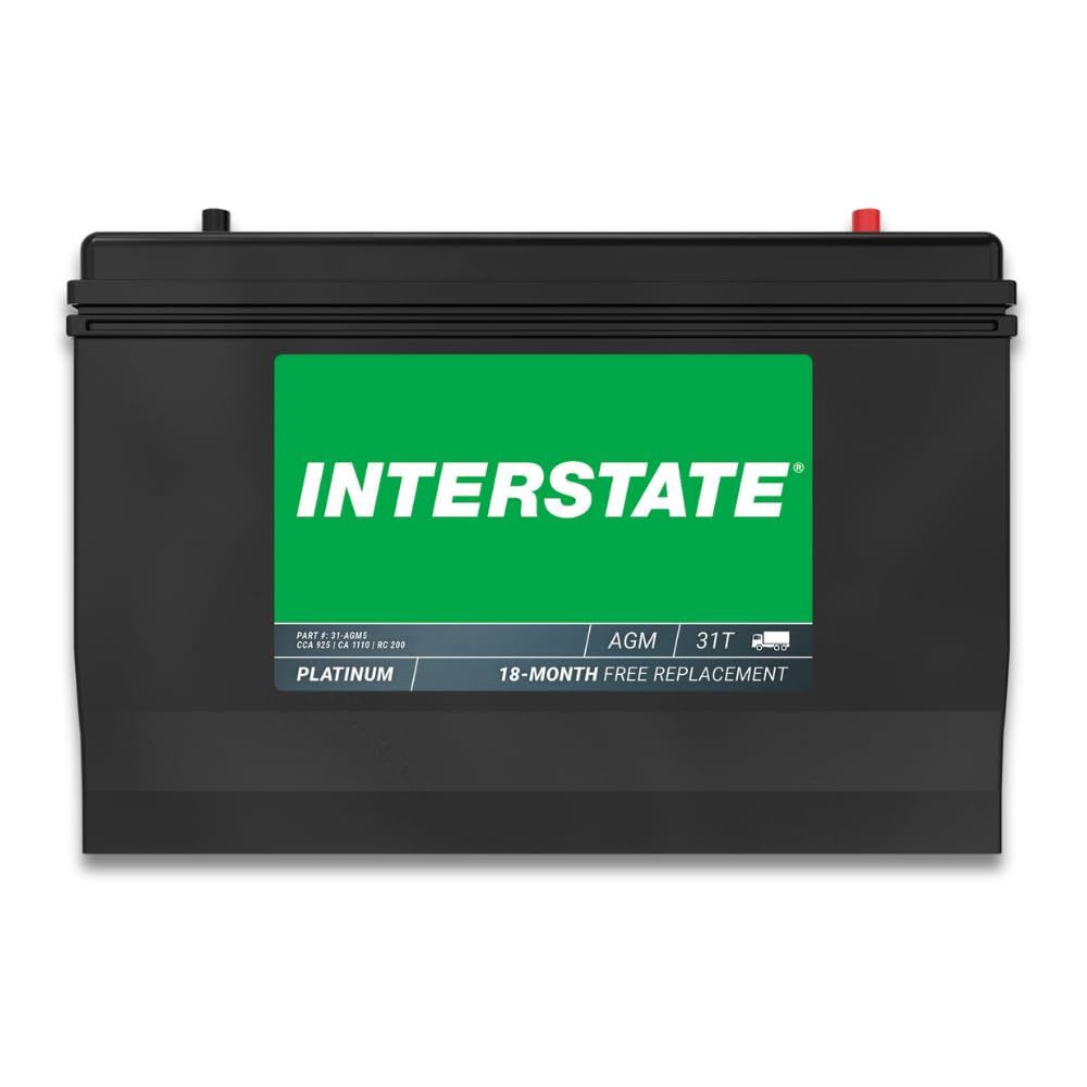 Photo 1 of Interstate Batteries Marine Deep Cycle Battery 12V 100Ah 925CCA (31-AGM5) Pure Matrix Power Commercial Battery Pure Lead AGM Replacement (Group 31) Auxiliary Units APU, Starting Engines, Heavy Duty