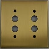 Classic Accents Antique Brass 2 Gang Push Button Light Switch Wall Plate
