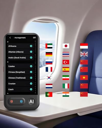 Traductor de Idiomas en Tiempo Real con IA, Traducción Offline sin WiFi, Compatible con 150 Idiomas, voz Instantánea, Grabación y Fotos, Ideal para Viajes y Negocios Internacionales