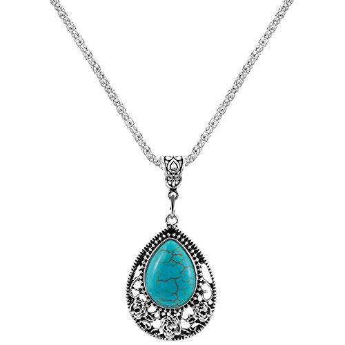 Nurbo 1 X Fashion Women's Retro Turquoise Rhinestone Earrings Necklace Jewelry Set