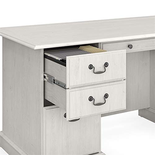 Bush Furniture Saratoga Executive Desk with Drawers, Linen White Oak