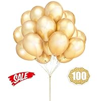 Gold Balloons Hovebeaty 12 Inches thicken Latex Metallic Balloons 100 Pack for Wedding Party Baby Shower Christmas Birthday Carnival Party Decoration Supplies