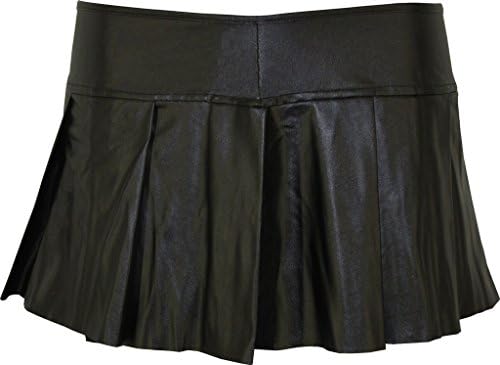 Discreet Tiger Flared Pleated Micro Mini Faux Leather Skirt XS