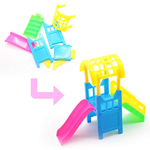 Pausseo A Set of Baby Playground Surprise Doll Accessories Children Kid Princess Toy Park House Game Big Slide Playset Gift Toy LOL Surprise Doll DIY Parent-Child Interaction Puzzle Plaything