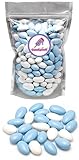 Blue and White Jordan Almonds 1lb (1 pound) in Stand Up Bag
