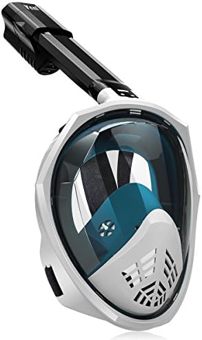 KUSKY Full Face Snorkel Mask [2018 Upgrade] New Foldable Snorkeling Mask with Detachable Camera Mount Pivot Arm and Earplug, 180° Large View Easy Breath Dry Top Set for Adults Youths