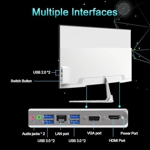 Ordinateur de Bureau Tout-en-Un 60,5 cm, Processeur i5-12450H 8 Cœurs, 16 Go RAM, 256 Go SSD, Windows 11 Pro (Flat Panel)