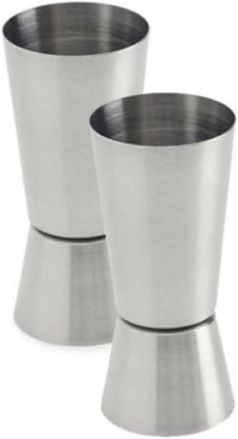 AsiaCraft Stainless Steel Jigger Shots Peg Measurer Set Of 2 - 30ml(1 Oz) & 60ml(2 Oz)