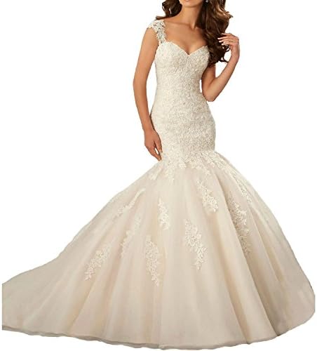 Sophie Kate SophieKate Cap Sleeve Ball Gown Mermaid Lace Wedding Dress For Bride Tulle Bridal Gown