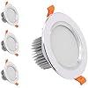 GWFVA Led-plafondlamp, 2,5 inch, 400 lm, niet dimbaar, met transformator, inbouwlamp, 4 stuks