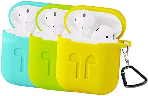 Sibode Silicone Case Shockproof Protector Case Cover with Carabiner Compatible for Apple AirPods Charging Case