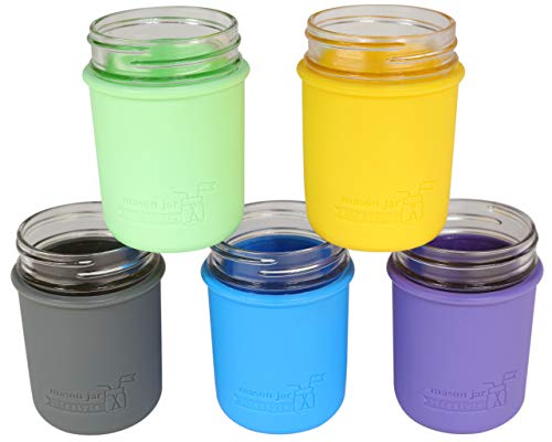 MJL Wide Mouth Pint Silicone Sleeve for Mason Jars (Lemon Yellow)