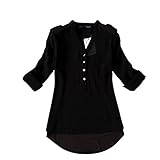Amoin Women's V-neck Chiffon Shirt Blouse (S, Black)
