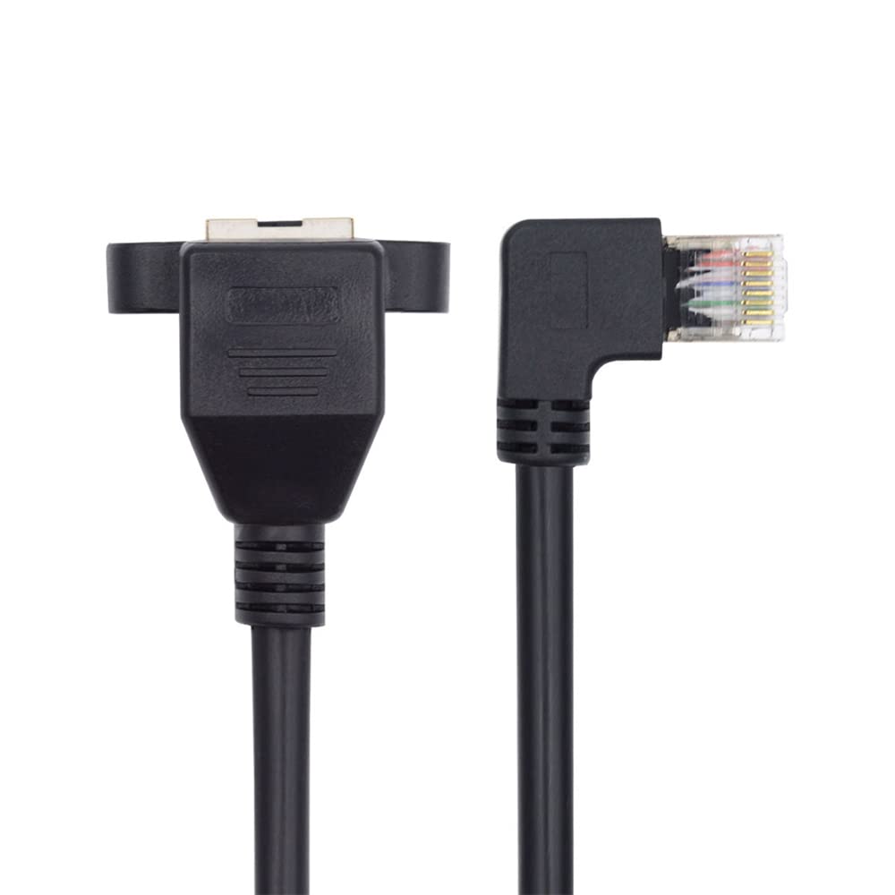 cablecc 90 Degree Right Angled 8P8C FTP STP UTP Cat6 Male to Female LAN Ethernet Network Extension Cable with Panel Mount Holes