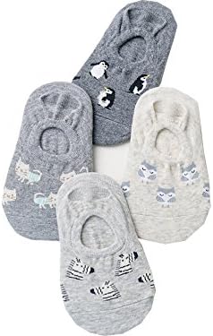 Womens Cute Colorful Cotton No Show Socks-4 Pairs with a Gift Box. Best Gift Idea.