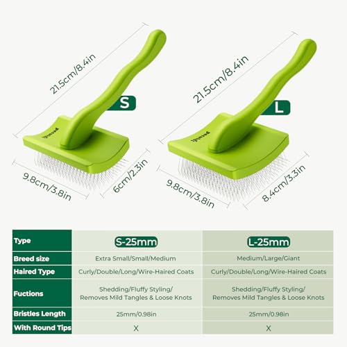 Pecute Slicker Brush for Dogs, Smoothing Brush for Dogs, Doodle Brush Professional Grooming Volumizes Detangler, Knots Detangler for Goldendoodle, Poodle (25mm, L)