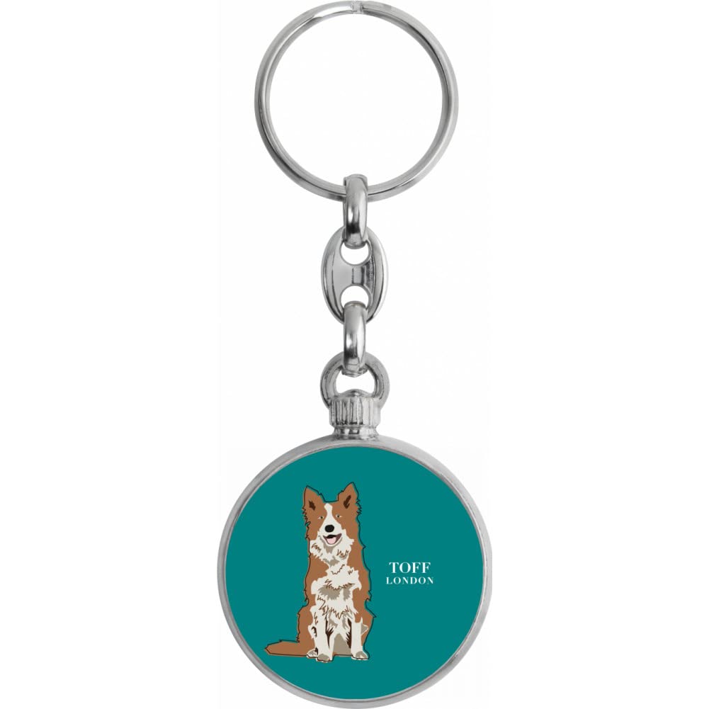 Toff London Brown And White Border Collie Dog Keyring