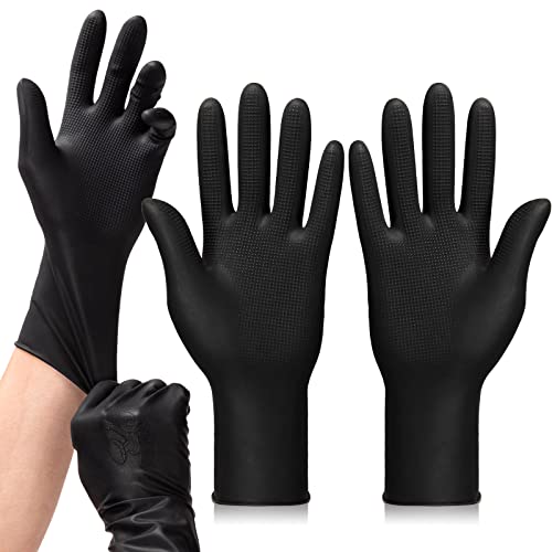 Noverlife 5 Pairs Hair Dye Gloves, Black Reusable Salon Hair Coloring Latex Gloves, Thick Rubber Gloves for Cleaning Cooking Dishwashing