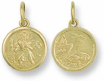 Genuine 9ct Yellow Gold Double Sided St Christopher Pendant 25mm Brand New