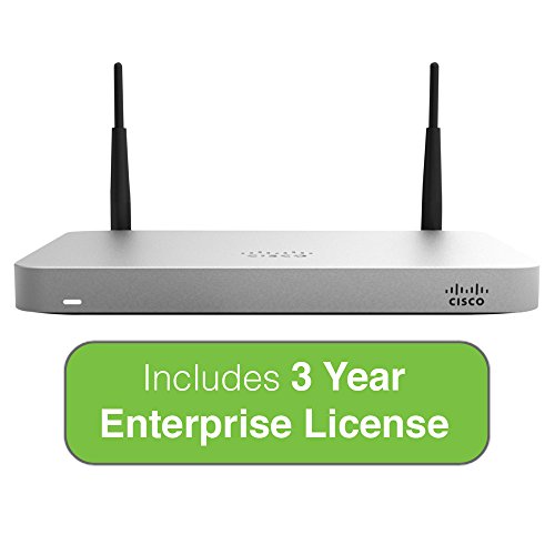 Cisco Meraki MX64W Wireless Firewall Security Appliance Bundle, 200Mbps FW, 5xGbE Ports - Includes 3 Years Enterprise License