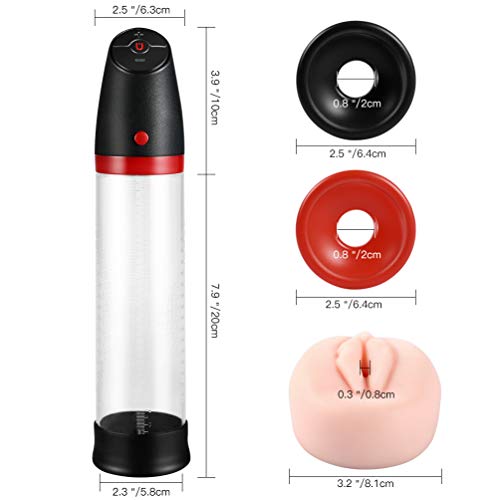 UTIMI Penis Vacuum Pump,Utimi Male Rechargeable Automatic Enhancement Training Device with 4 Suction Intensities for Stronger Bigger Erections Black+red 1 Count (Pack of 1)