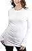 ToBeInStyle Women's Long Sleeve Round Crew Neck T-Shirt - White - Medium