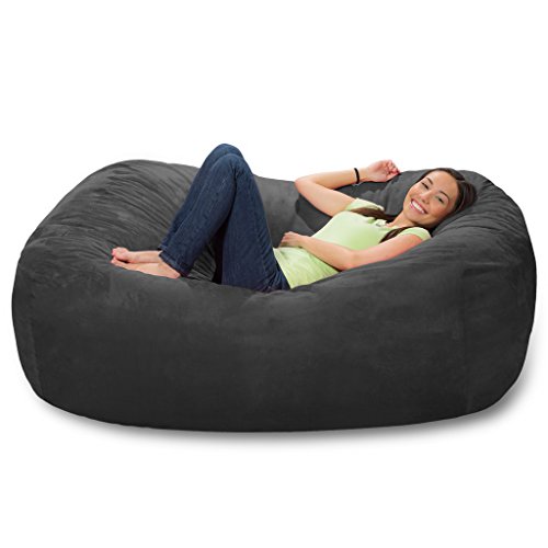 Comfy Sacks 6 ft Lounger Memory Foam Bean Bag Chair, Charcoal Micro Suede