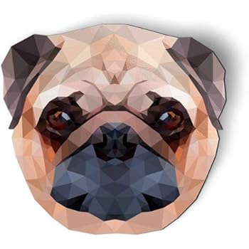 AK Wall Art Pug Geometric - Magnet - Car Fridge Locker - Select Size