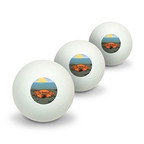 Crab On Beach Novelty Table Tennis Ping Pong Ball 3 Pack