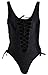 Zero City Bathing Suits Women One Piece Front Side Lace Up Monokini Swimsuits (S, Black)