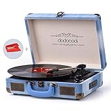 Vinyl Record Player, dodocool Vintage Turntable 3-Speed with Blue Tooth, Built in 2 Stereo Speakers, Vinyl to MP3 Converting/ RCA Line Out/ AUX / USB/ SD Input - Jean Style