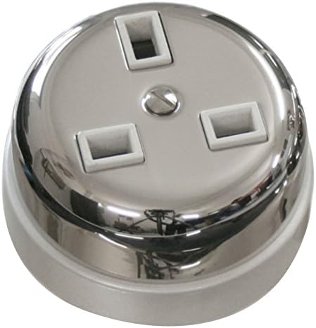 Bright Chrome Finish Flat 3 Pin Electric Socket 13 Ampere 230 AC Volt Switches