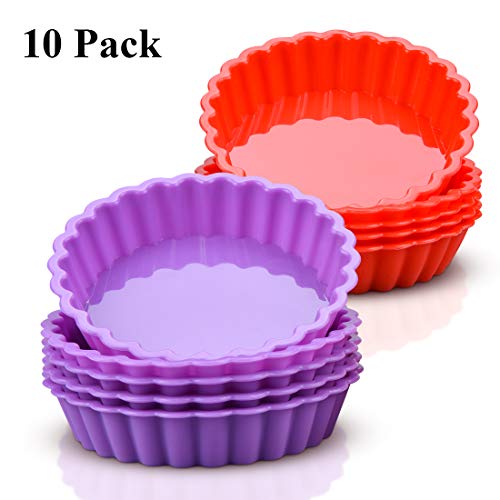 Silicone Mini Quiche Pan, Non-stick Round Pie Pan Silicone Molds 10 Packs - Thumbnail 5