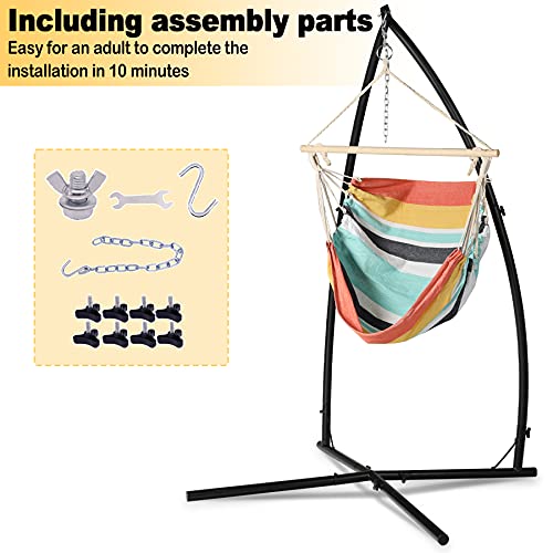 LAZZO Hammock Chair Stand with Hanging Swing Chair, Indoor Outdoor Hanging Chair Stand, CType