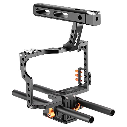 Neewer Film Movie Making Rig Camera Video Cage Kit With Handle Grip for Sony A7 A7S A7SII A7R A7RII A7II A6000 A6300 A6500 Panasonic GH4 GH3 Cameras to Mount Microphone Monitor LED Flash, Follow Focus