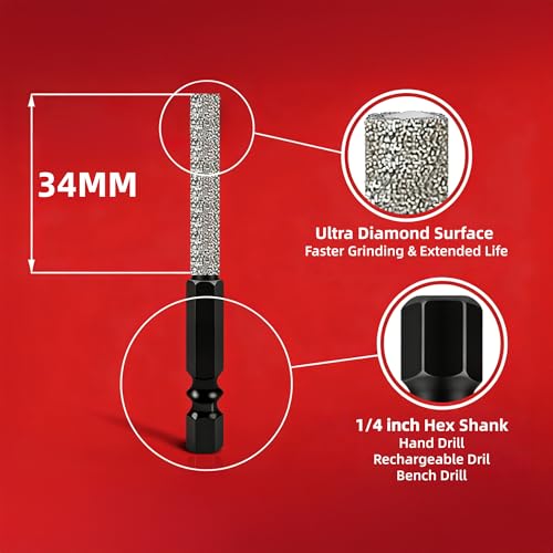 6pcs Diamond Drill Bits Set, Extended Diamond Vacuum Brazed, 3/16 1/4 5/16 photo 6