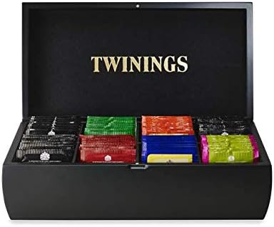 Twinings 8 Compartment Black Wooden Tea Display Box Gift (with Tea)