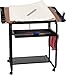 Flash Furniture Swanson Adjustable Drawing and Drafting Table with Black Frame and Dual Wheel Casters, Cherry
