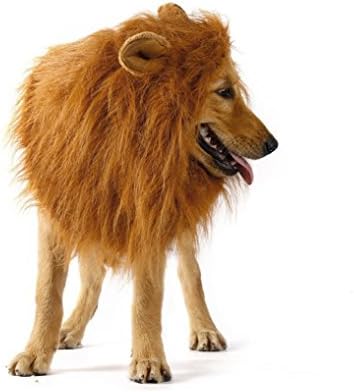 Errollina 1 Pcs Lion Mane Adjustable Washable Wig with Ears for Dog Cat Pet Costume Fancy Hair Clothes Dress in Halloween Christmas Easter Festival Cosplay Party (Light Brown)