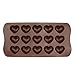 Weite Flexible Heart Shape Chocolate Mold Silicone Candy Mold 15 Ice Cube Tray Silicone Molds Cake Decoration Nonstick Jelly Ice Fondant Sugar Tool (Brown)